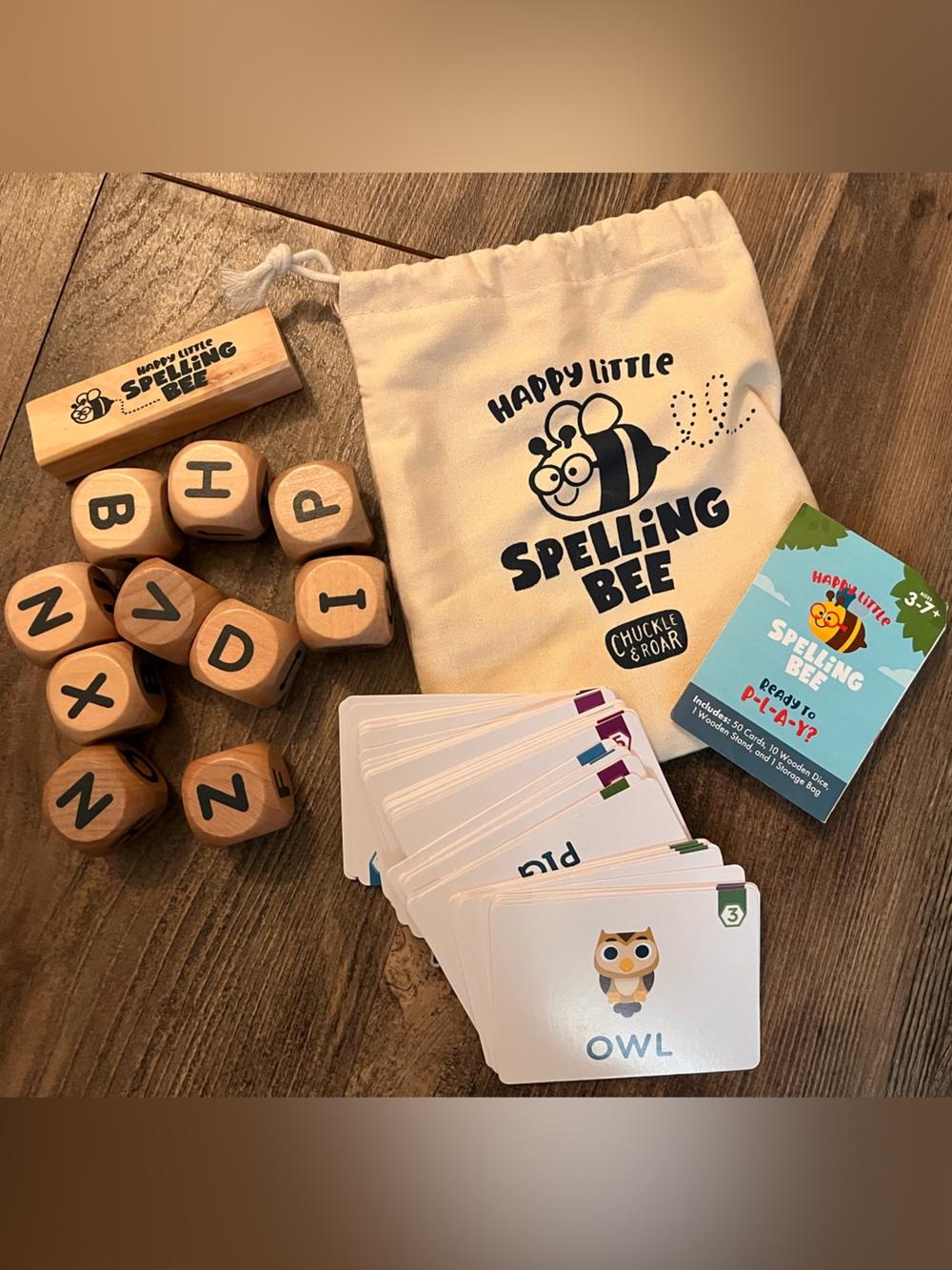 Happy Little Spelling Bee Wooden Letter Game